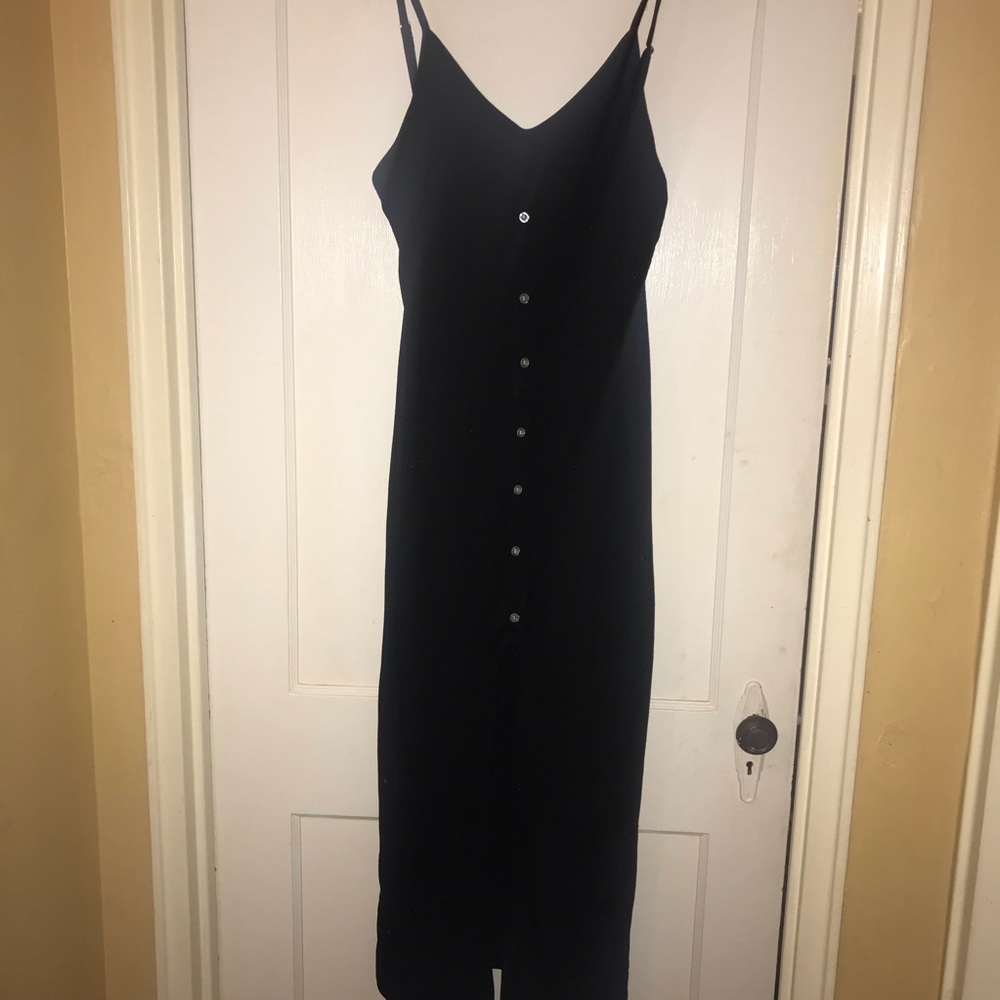 Black Button Front Split Bodycon Dress - image 2